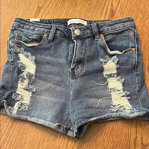Almost Famous Blue Distressed Jean Shorts